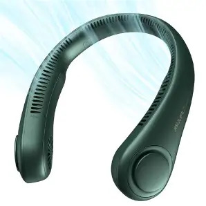 Rechargeable neck fan worn hands-free around the neck